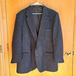 Townscraft Mens Blazer Sport Coat Herringbone Wool Blend Dark Gray Classic Fit‎